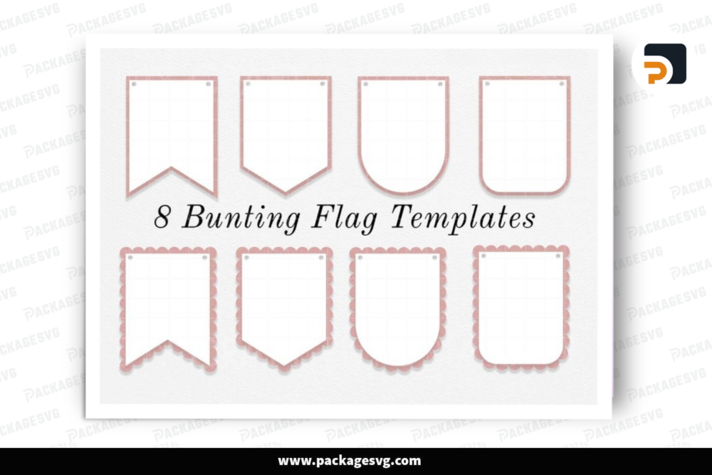 8 Bunting Flag Templates, Bunting SVG