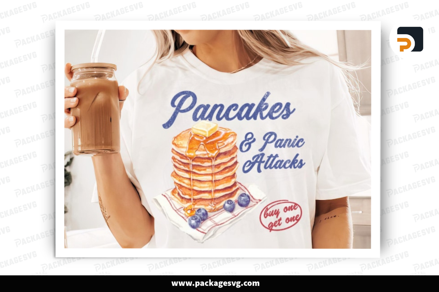 Pancakes and Panic Attacks PNG, Funny Retro Sublimation Design