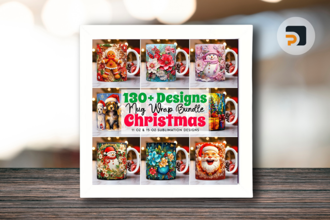 130 Cute Christmas Mug Wrap Bundle, 11oz and 15oz Mug Sublimation Design