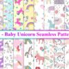 Baby Unicorn Seamless Pattern Bundle